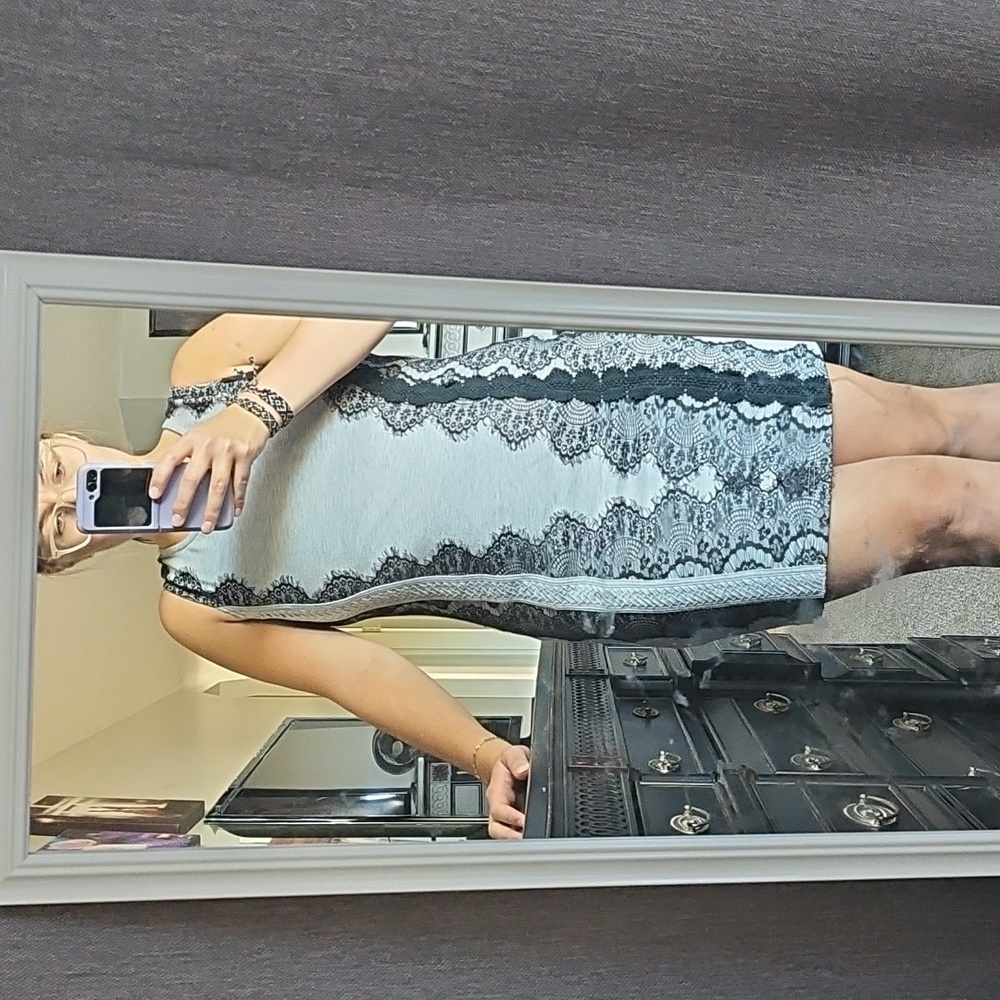 Gray and Black Lace Dress